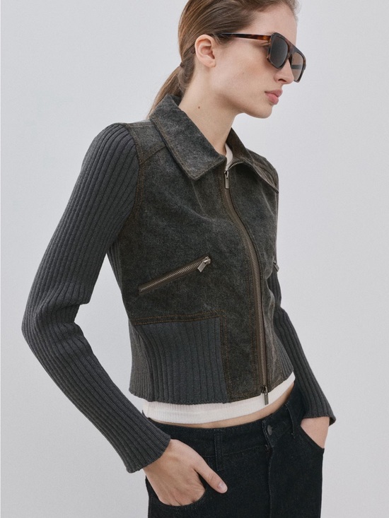 Mango Jackets & Blazers - NWT (size M) Mango KNITTED JACKET WITH COMBINED FABRICS